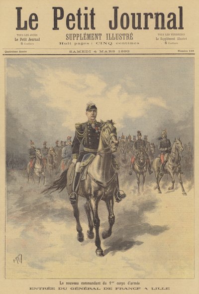 Generál de France, nový velitel 1. sboru francouzské armády, vstupuje do Lille od after Henri Meyer
