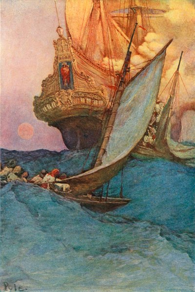 Útok na galeonu od after Howard Pyle