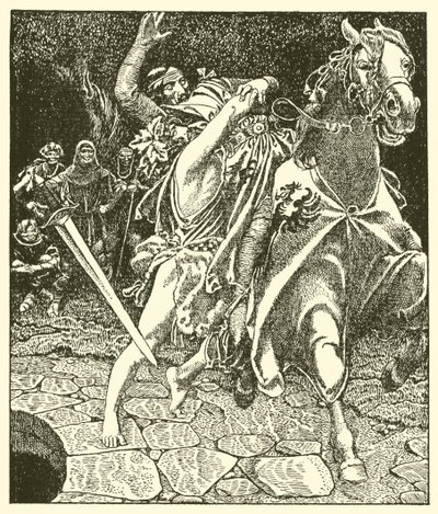 Sir Kay a lesní šílenec od after Howard Pyle