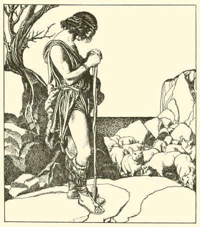 Sir Lamorack pase prasata sira Nabona. od after Howard Pyle