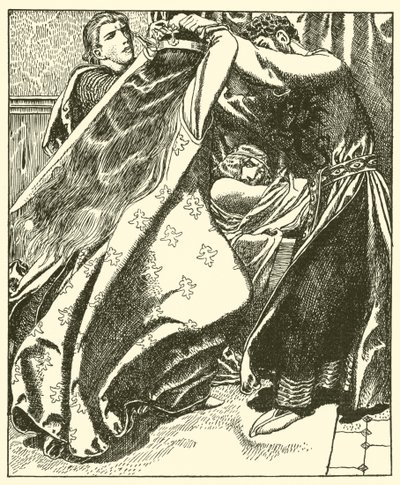 Irská královna se snaží zabít sira Tristrama od after Howard Pyle