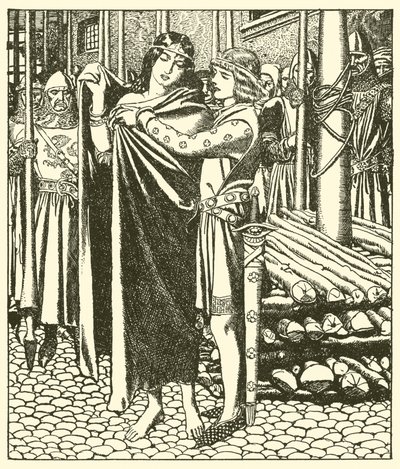 Tristram pomáhá lady Moeye od after Howard Pyle