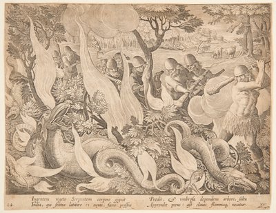 Boj s hady ohněm od after Jan van der Straet, called Stradanus