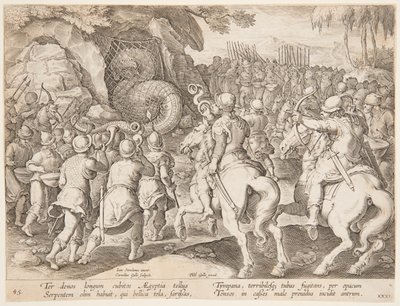 Chytání hada od after Jan van der Straet, called Stradanus