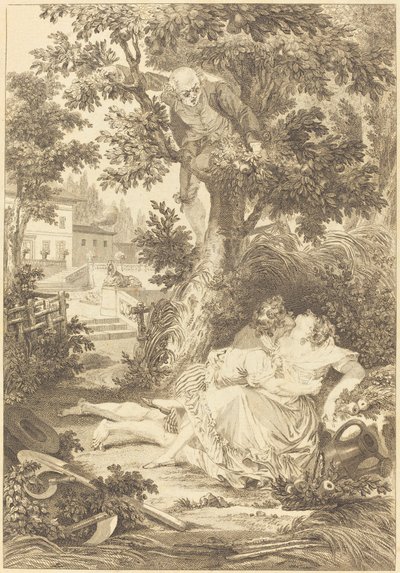 Sázka tří drbů: hrušeň od after Jean Baptiste Mallet