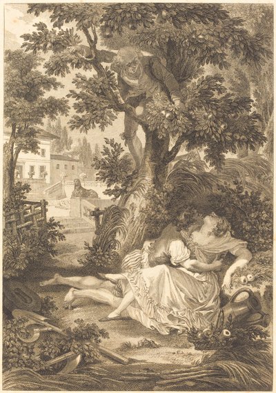 Sázka tří drbů: hrušeň od after Jean Baptiste Mallet