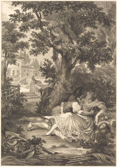 Sázka tří drbů: hrušeň od after Jean Baptiste Mallet