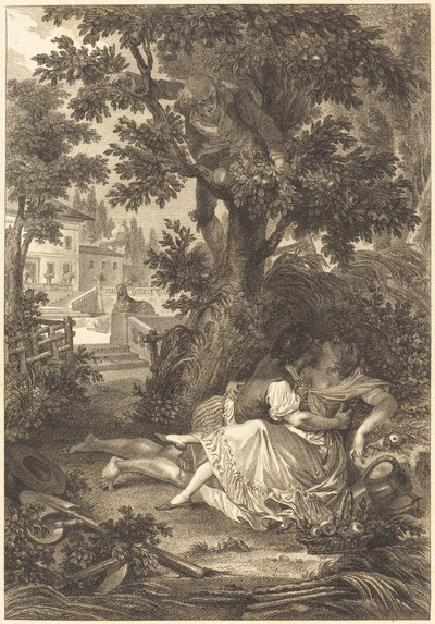 Sázka tří drbů: hrušeň od after Jean Baptiste Mallet