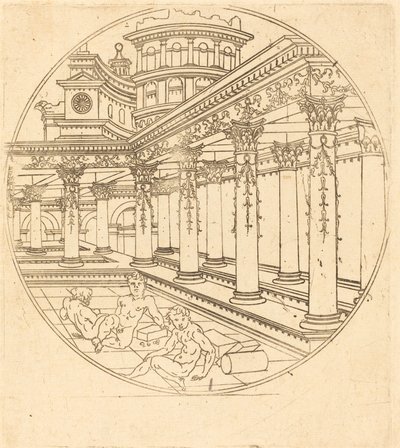 Tři postavy v galerii od after Jean de Gourmont I