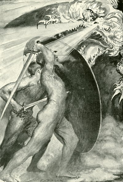 Oba válečníci stáli za železným štítem od after John Henry Frederick Bacon