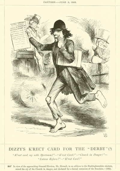 Dizzys Krect Card pro Derby(?) od after John Tenniel
