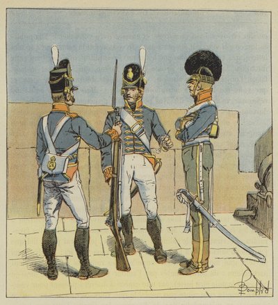 Anglické dělostřelectvo, Pěšky, Na koni od after Louis Charles Bombled