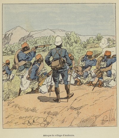 Útok na vesnici Andratra od after Louis Charles Bombled