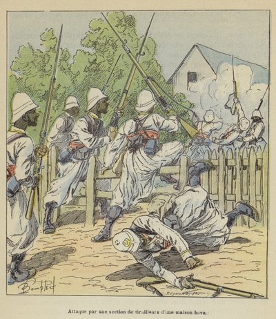 Útok oddílu rváčů hova domu od after Louis Charles Bombled
