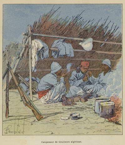 Tábor alžírských skirmishers od after Louis Charles Bombled