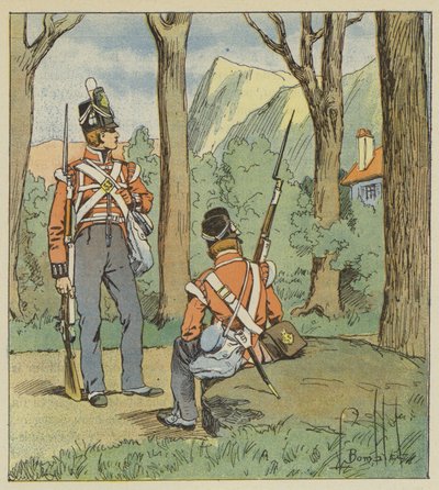 Tady zaujali své místo dva angličtí vojáci, aby nás sledovali od after Louis Charles Bombled