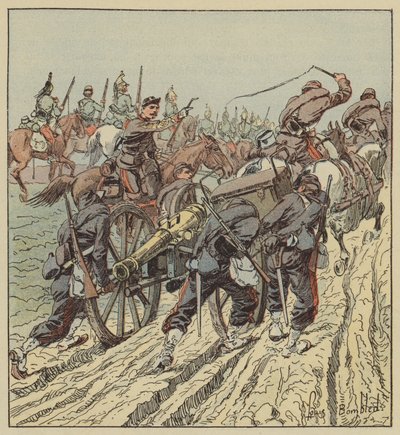 Combat dArtenay Ústup dělostřelectva pod ochranou 6. draků od after Louis Charles Bombled