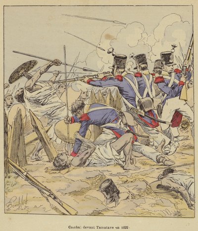 Bojujte před Tamatave v roce 1829 od after Louis Charles Bombled