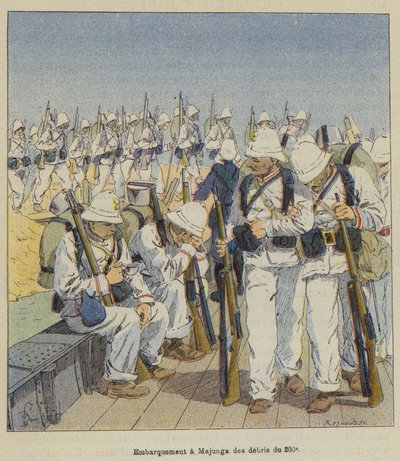 Nalodění trosek z 200. v Majunga od after Louis Charles Bombled