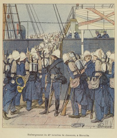 Nalodění 40. praporu chasseurs v Marseille od after Louis Charles Bombled