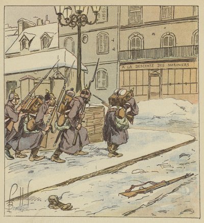 Pozdní a opatrný vstup prvních Prusů do Le Mans od after Louis Charles Bombled