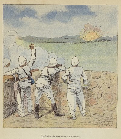 Exploze pevnosti hova Farafate od after Louis Charles Bombled