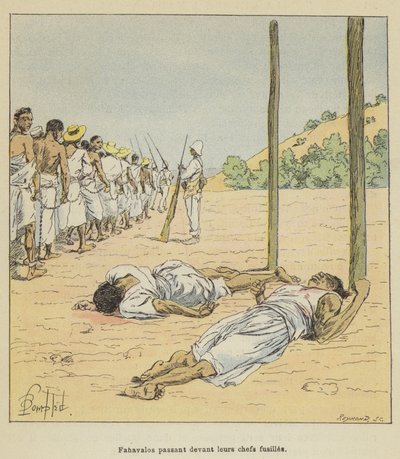 Fahavalos procházející před jejich hlavními puškami od after Louis Charles Bombled