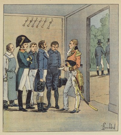 Hudson Lowe vyzpovídá Napoleonovy služebníky od after Louis Charles Bombled