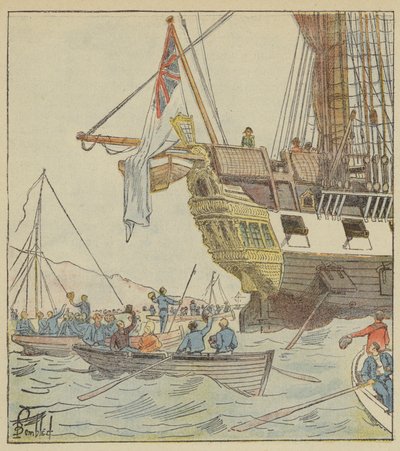Císař v Plymouthu, na palubě Bellerophonu od after Louis Charles Bombled