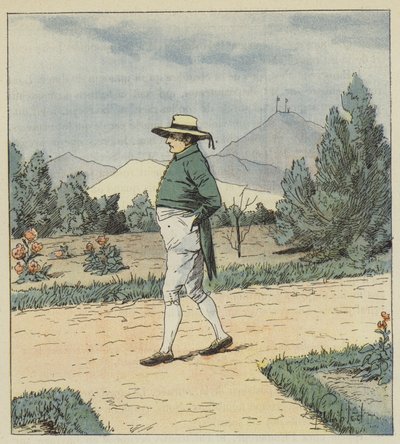 Císař dorazil do zahrady, kde provedl několik triků, sám od after Louis Charles Bombled