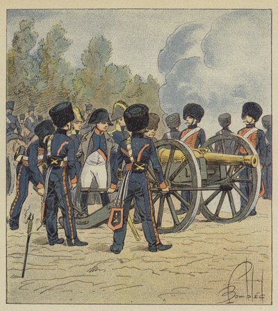 Sám císař ukazuje na části gardy v Montereau. od after Louis Charles Bombled