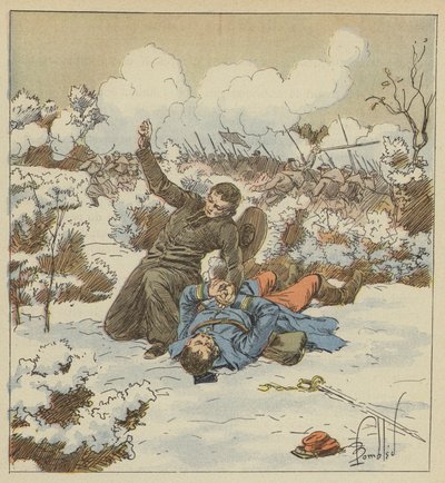 Labbe Fouqueray, bratr pontifikálního Zouave, je zabit na těle kapitána de Bellevue od after Louis Charles Bombled
