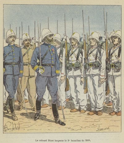 Plukovník Bizot kontroluje 3. prapor 200 od after Louis Charles Bombled