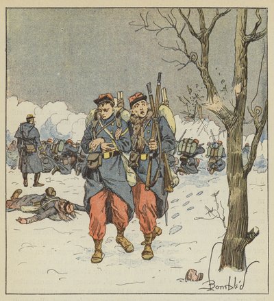 Čtyřka Delorme, zraněná, se pod kulkami stahuje od after Louis Charles Bombled