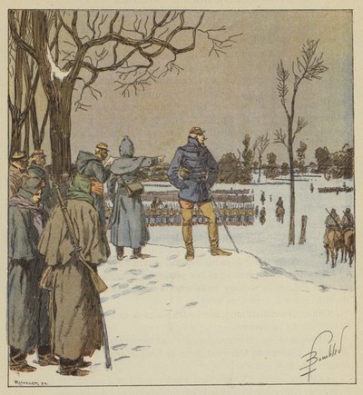 Generál Chanzy cestuje po předních pozicích, 11. ledna, před bitvou od after Louis Charles Bombled