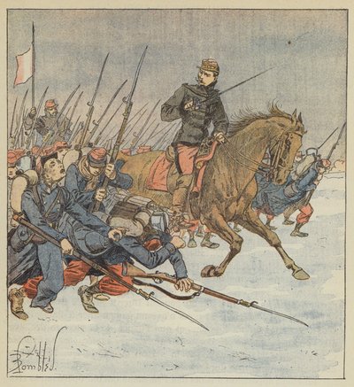 Generál Deflandre cvičí prapor k útoku na Layes od after Louis Charles Bombled
