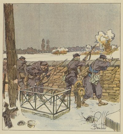 Mavericks z Paříže brání hřbitov Montsort od after Louis Charles Bombled