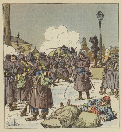 Pěší četníci generála Bourdillona brání průchod Huisne od after Louis Charles Bombled