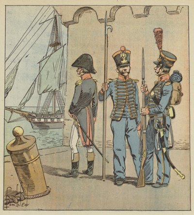 Titíž muži byli tedy jak námořníci, tak vojáci. od after Louis Charles Bombled