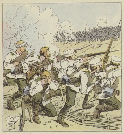 Sibiřští střelci ve Vafangou od after Louis Charles Bombled