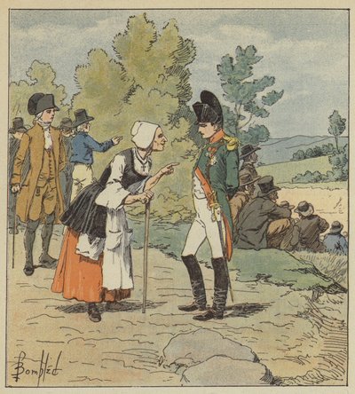 Napoleon mluví se starou ženou z Tarare od after Louis Charles Bombled