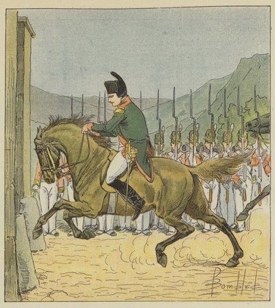 Napoleon přinutí svého koně vstoupit do Longwodu od after Louis Charles Bombled