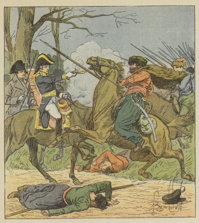 Napoleon překvapil v Brienne kozáky od after Louis Charles Bombled