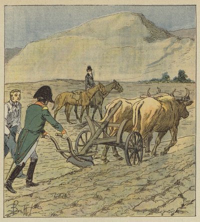 Napoleon rýsuje pluhem brázdu od after Louis Charles Bombled