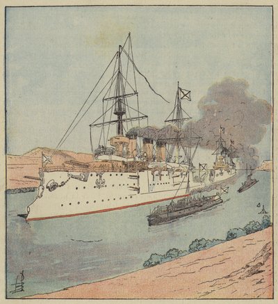 Ruské válečné lodě v Suezském průplavu od after Louis Charles Bombled