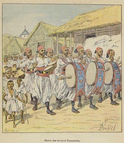 Nouba des turcos v Antananarivo od after Louis Charles Bombled