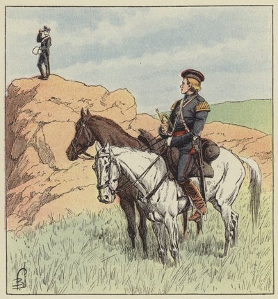 Kozácký důstojník na průzkumu před Ping-Jangem od after Louis Charles Bombled