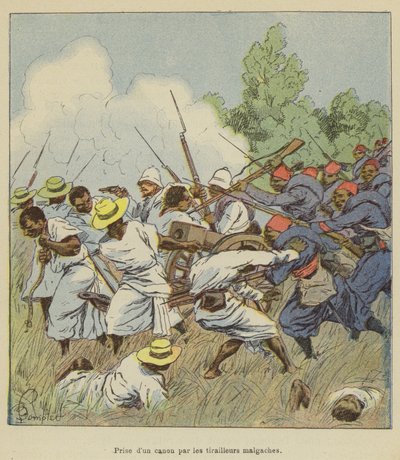Zajetí děla madagaskarskými střelci od after Louis Charles Bombled