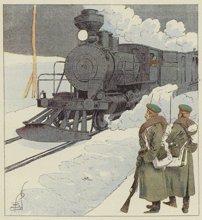 Vojenský vlak na Transsibiřské magistrále od after Louis Charles Bombled