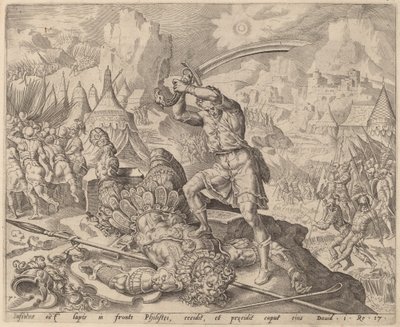 David usekl Goliášovi hlavu od after Maerten van Heemskerck